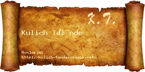 Kulich Tünde névjegykártya
